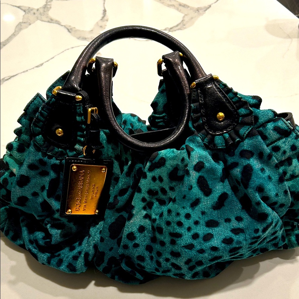 Elegant Teal Leopard Print Dolce&Gabbana Women's Bag. Great preloved condition.